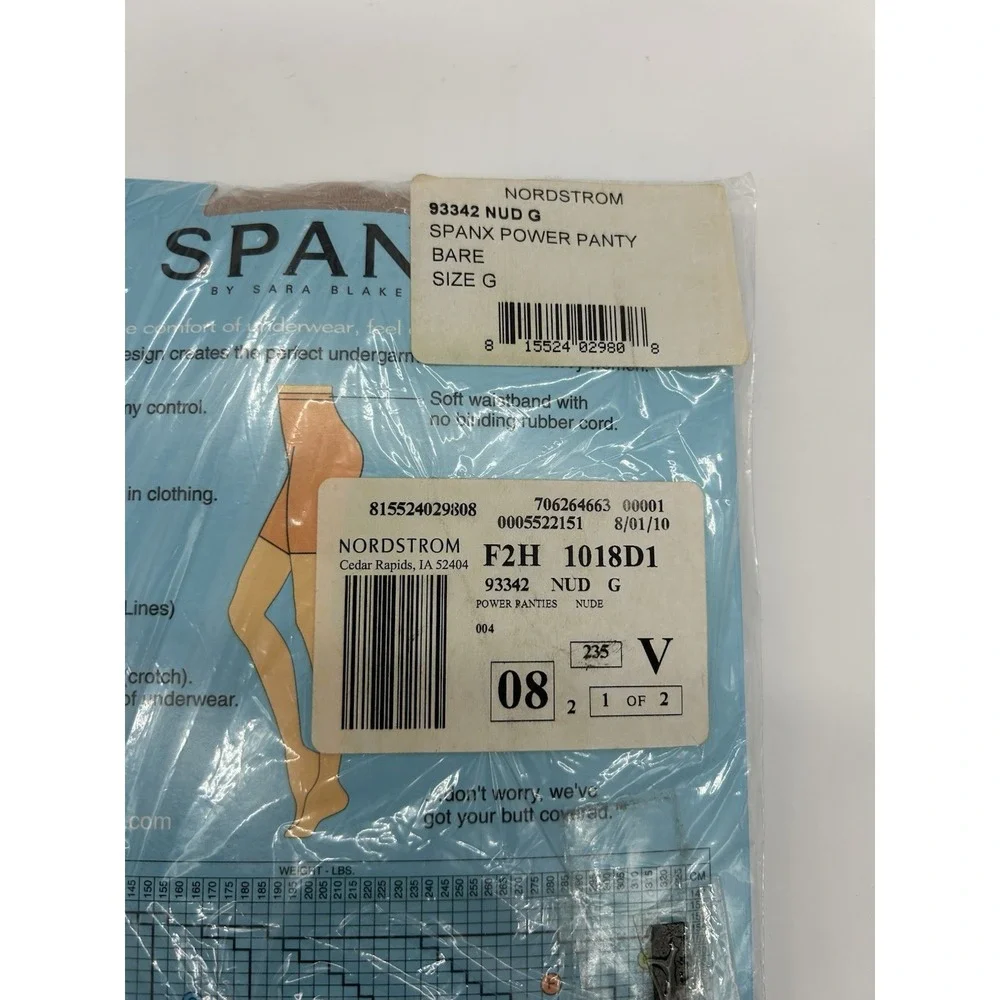 Spanx By Sara Blakely Power Panties Performance Underwear Bare Size G 290-325 Lb